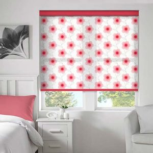 Lineflower Red Roller Blind