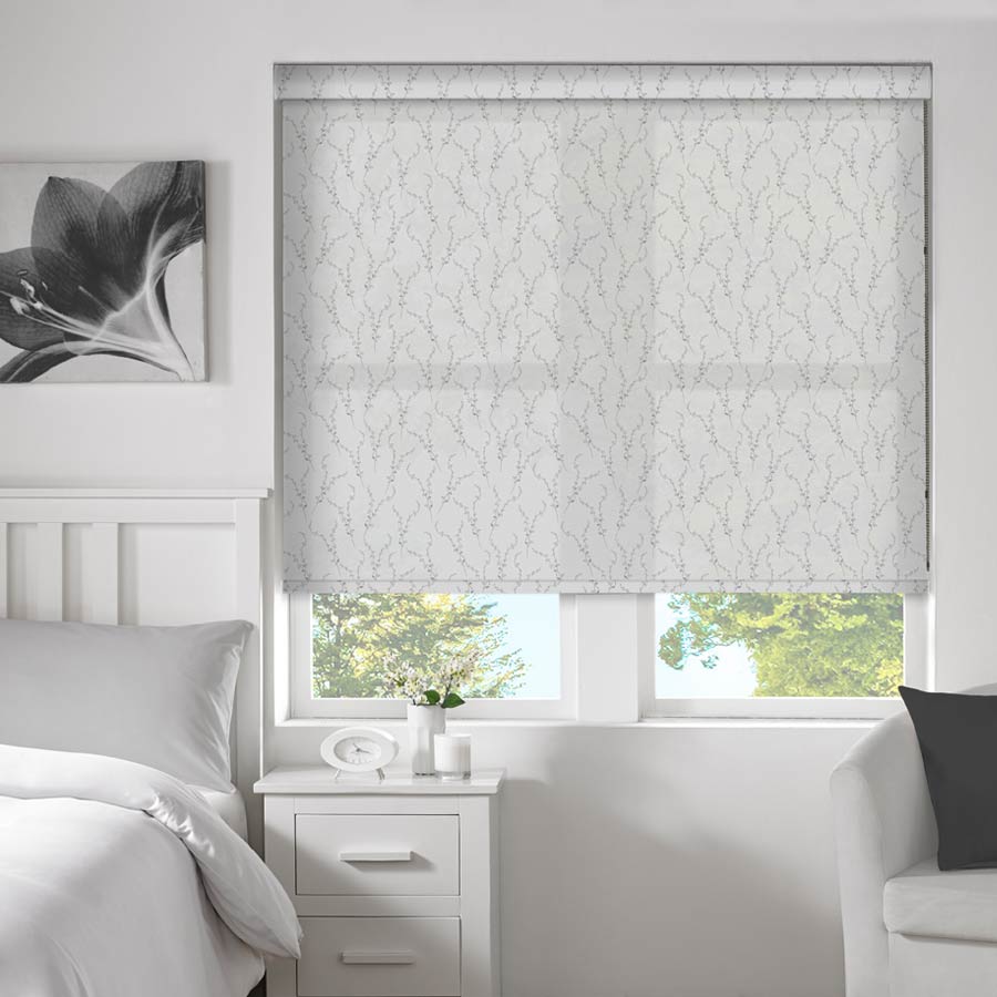 Petals-Shimmer-grey Roller-Blind grey roller blinds