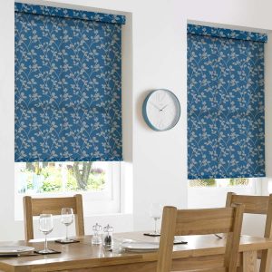 Leaf Royal Blue Roller Blind