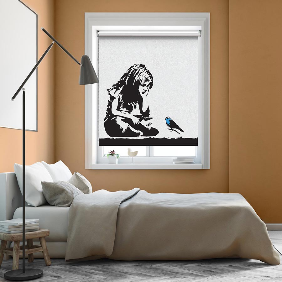 Banksy Girl with Bluebird Roller Blind